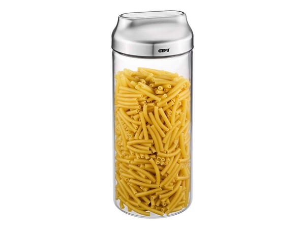 GEFU KIPPO, Purkki, Pyöreä, 1,3 L, Ruostumaton teräs, Läpinäkyvä, Borosilikaattilasi, Ruostumaton teräs, Kiertäminen