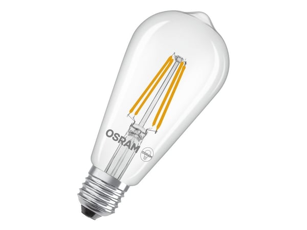 OSRAM LED Edison - LED-filamentlyspære - klar finish - E27 - 3.8 W (ekvivalent 60 W) - klasse A - varmt hvitt lys - 2700 K