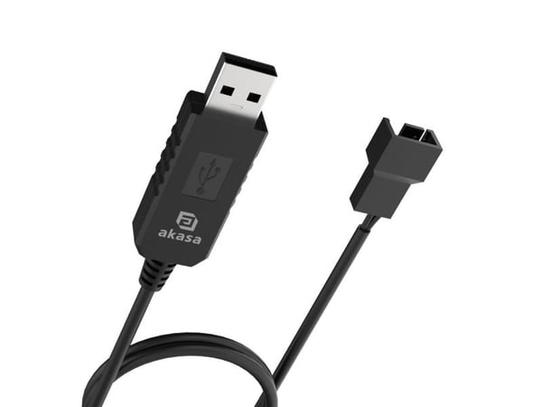 BBC AKASA USB-3-nastainen / 4-nastainen kaapeli, 5-12 V adapteri tuulettimille, 60 cm