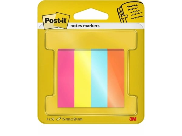 Post-it POST-IT®-markører (670-4POP-EU), papir, 12,7x44,4 mm, 4x50 tapper, neonfargeblanding