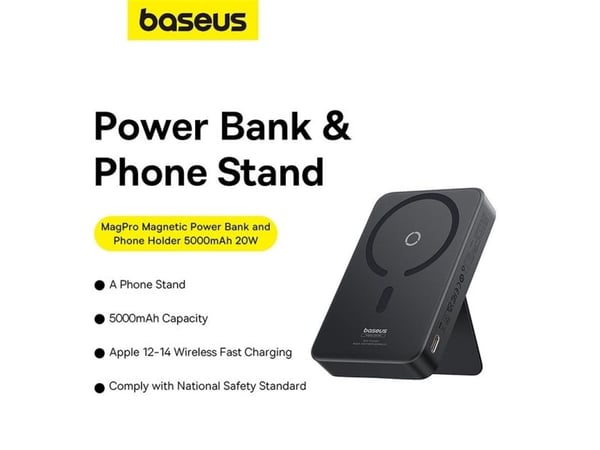 Baseus MagPro, 5000 mAh, Lithium Polymer (LiPo), Trådløs lading, 20 W, Hvit