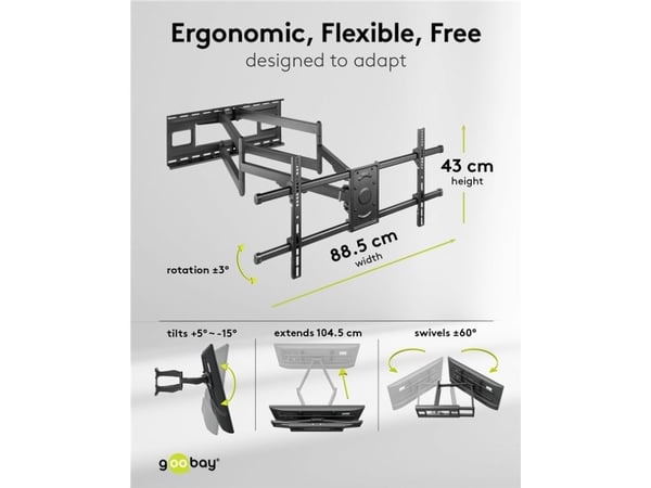 GOOBAY TV Veggfeste Pro (XL) 43-90'', 60 kg Pro FULLMOTION (XL)