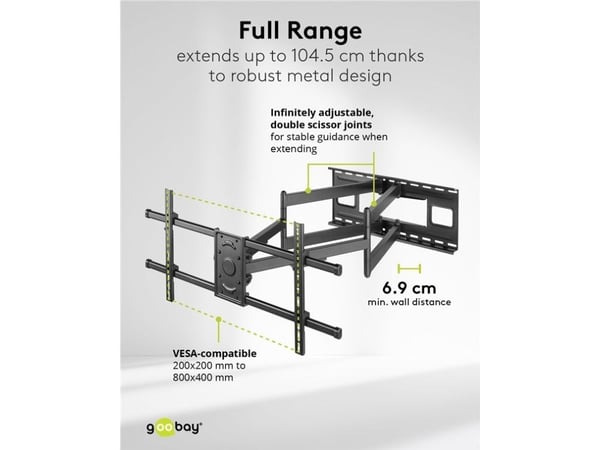 GOOBAY TV Veggfeste Pro (XL) 43-90'', 60 kg Pro FULLMOTION (XL)