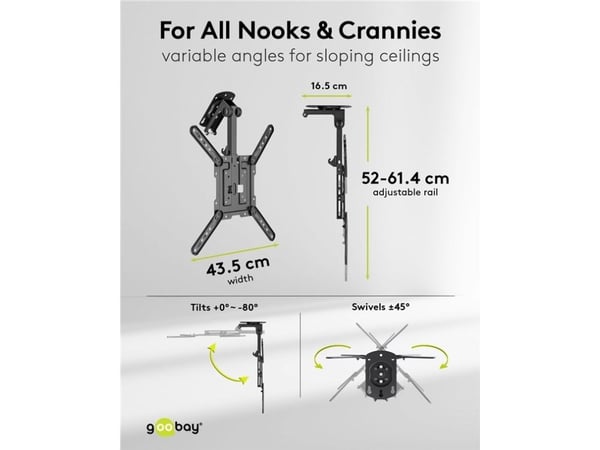 Goobay 70824, 58,4 cm (23"), 139,7 cm (55"), 20 kg, 75 x 75 mm, 400 x 400 mm, -45 - 45°