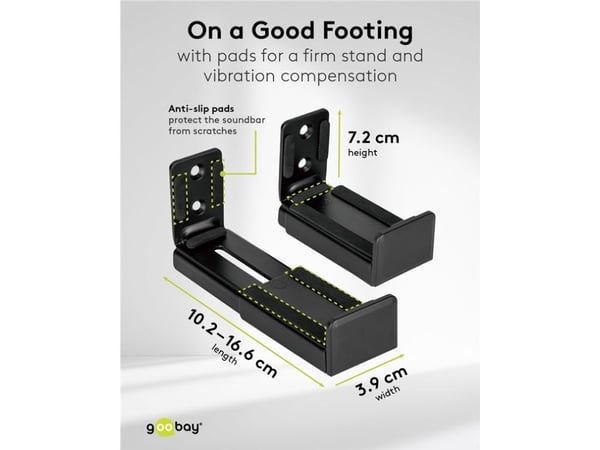 Goobay 70827, Vegg, Stål, 15 kg, Sort, 5,1 cm, 166 mm