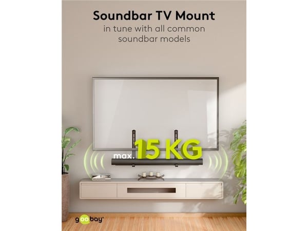 Goobay 70828, TV-kiinnike, 15 kg, Teräs, Musta, 84,4 cm, 195 mm