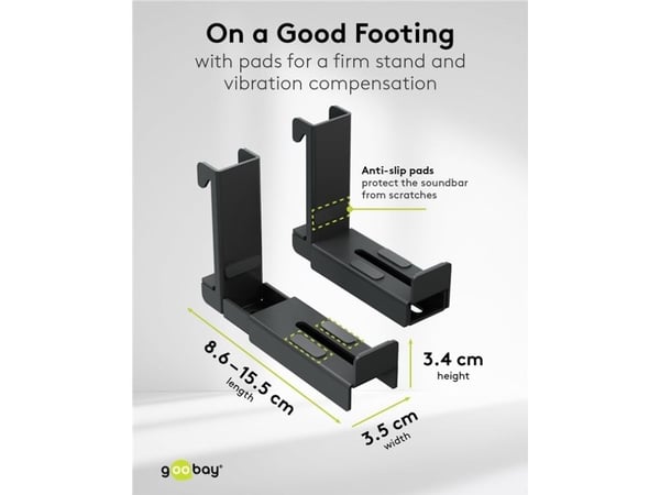 Goobay 70828, TV-kiinnike, 15 kg, Teräs, Musta, 84,4 cm, 195 mm