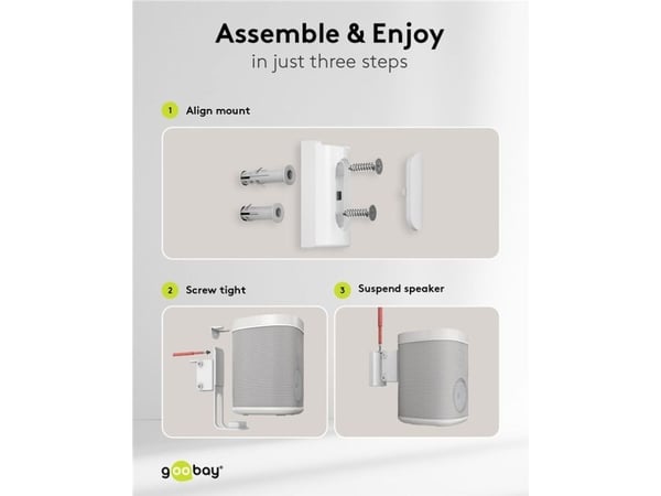 Goobay 71348, Vegg, Stål, 3 kg, Hvit, -20 - 0°, 360°
