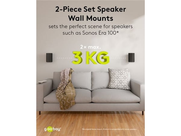 Goobay 71025, Vegg, Stål, 3 kg, Sort, -18 - 0°, 90°
