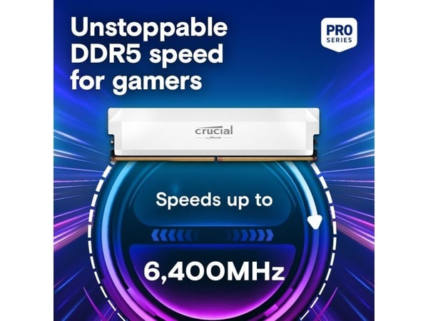 Crucial Pro - Overclocking Edition - DDR5 - moduuli - 16 GB - DIMM 288-PIN - 6400 MHz / PC5-51200 - CL38 - 1,35 V - puskuroimaton - ei-ECC - valkoinen