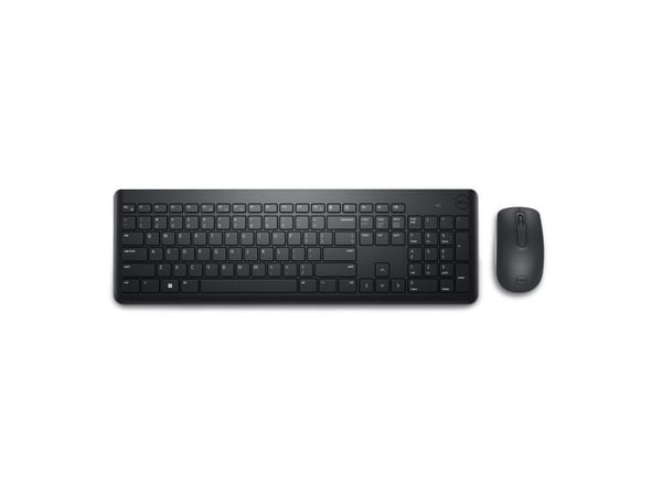 DELL KM3322W, Trådløs, RF kabel-fri, Plunger key switch, AZERTY, Sort, Mus inkludert