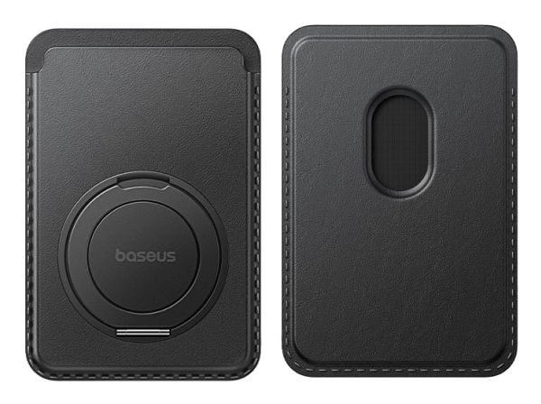 Baseus MagPro 3, Kortholder, Svart, Aluminium, Stoff, Polyuretan (PU), Apple, MagSafe iPhones (12–16 series), 0,5 år