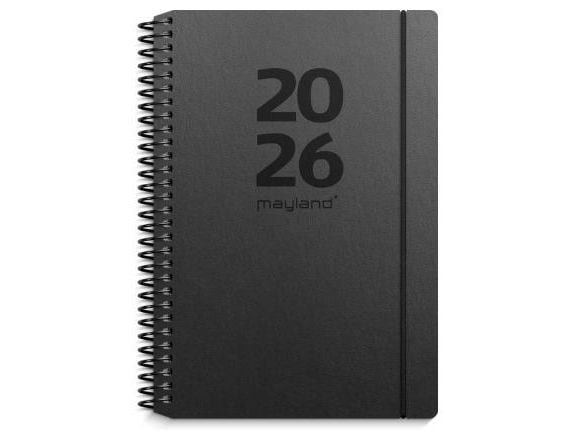 A6 ugekalender tværformat matsort genbrugskarton 2026