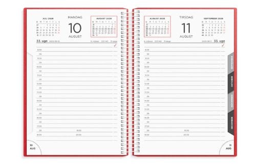 Dagkalender rød PP-plast 2026