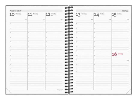 A6 ugekalender højformat matsort genbrugskarton 2026