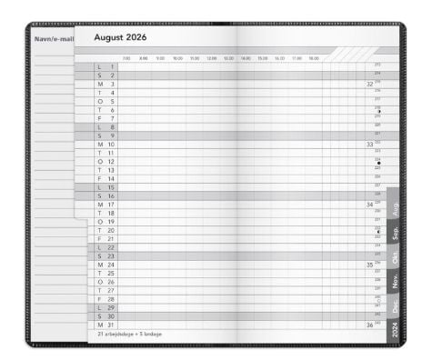 Mayland 16090100, 100 x 175 mm, 36 ark, Svart, Month on 1 page, 100 mm, 6 mm