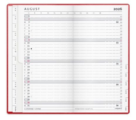 Index Planner månedskalender rød vinyl 2026