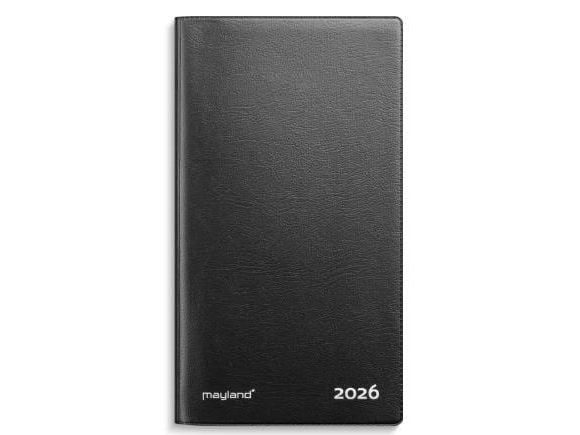 Mayland 26090000, 36 ark, Indbundet, Sort, Måned på 2 sider, Linieret papir, 95 mm