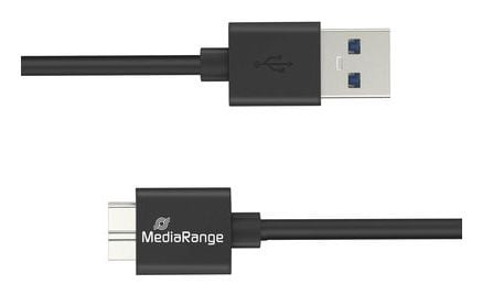 MediaRange MRCS239, 0,5 m, USB A, Micro-USB B, USB 3.2 Gen 1 (3.1 Gen 1), 5 Gbit/s, Svart