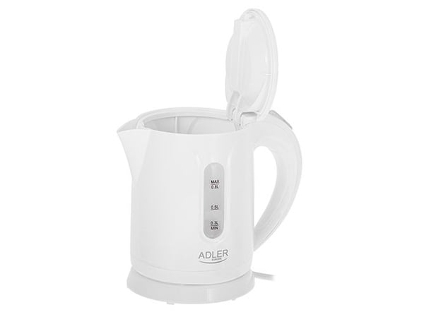 Adler AD 1371W, 0,8 l, 800 W, Hvit, Plast, Vannivåindikator, Trådløs