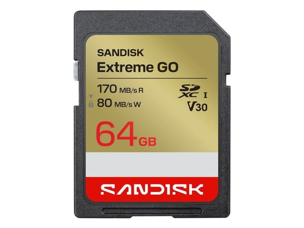 SanDisk Extreme Go - Flashminnekort - 64 GB - Video Class V30 / UHS-I U3 - SDXC UHS-I