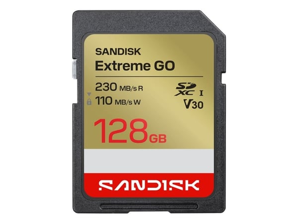 SanDisk Extreme Go - Flashminnekort - 128 GB - Video Class V30 / UHS-I U3 - SDXC UHS-I