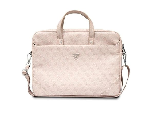 Guess Saffiano 4G trekantlogo-veske til 16" laptop - rosa