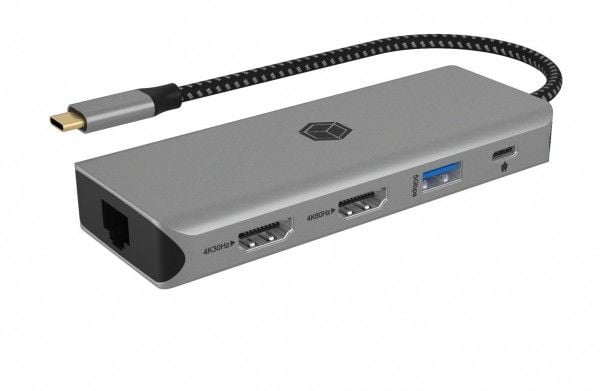 ICY BOX IB-DK4012-CPD - Dokkingstasjon - USB-C 3.2 Gen 2 - 2 x HDMI - 1GbE