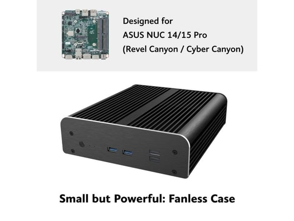 Akasa Newton RC, kompakti tuulettimeton kotelo ASUS NUC 14 Pro:lle