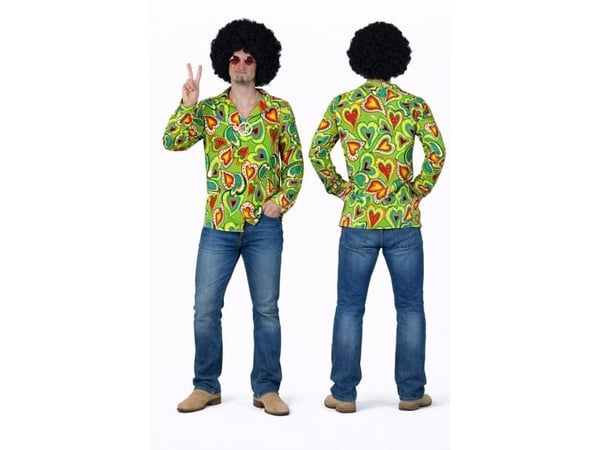 Grön hippieskjorta med hjärtan