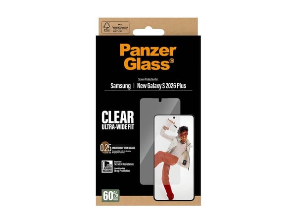 PanzerGlass skjermbeskyttelsesglass Samsung Galaxy S26+ | U-Wide Fit m. EasyAligner