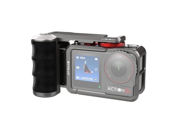 Beskyttelsesetui i metall med Puluz-håndtak for DJI Osmo Action 5 Pro / Action 4 / Action 3