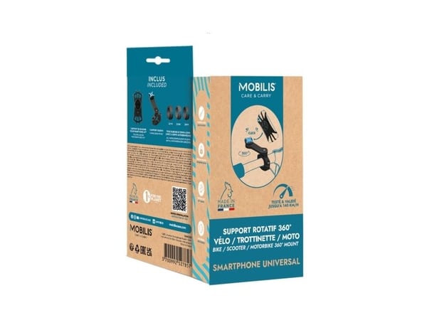 Mobilis U.FIX - Sykkelholder for mobiltelefon - made in France, universal, 360° rotation support - 4" - 7" - svart