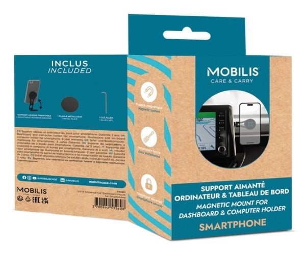 Mobilis U.FIX - Bilholder for mobiltelefon - magnetisk feste - svart