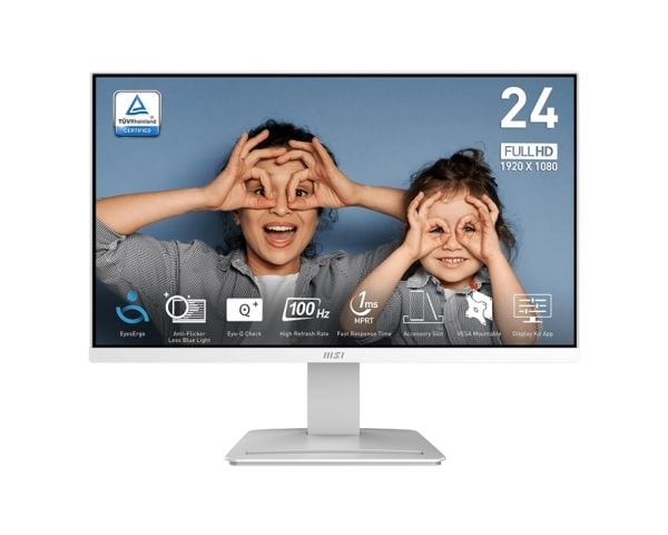 MSI Pro MP2412WDE, 60,5 cm (23.8"), 1920 x 1080 piksler, Full HD, LCD, Hvit