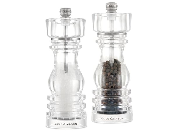 Cole & Mason H233107, Set med salt- och pepparkvarnar, Transparent, Akryl, Peppar, Salt, 180 mm