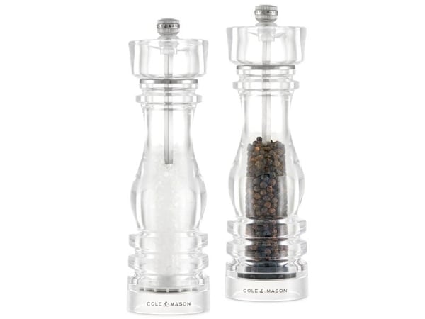Cole & Mason H233110, Set med salt- och pepparkvarnar, Transparent, Akryl, Peppar, Salt, 220 mm