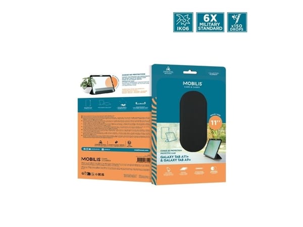 Mobilis EDGE 2 - Lommebok for nettbrett - forsterkede hjørner - svart, gjennomsiktig - for Samsung Galaxy Tab A11+