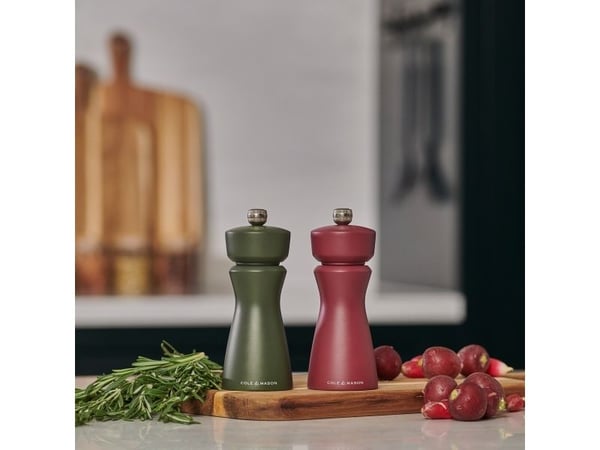 Cole & Mason Kenton, Salt- og pepperkvern, Mørkegrønn, Ekte gummitre, Keramisk, Pepper, Salt, 60 mm