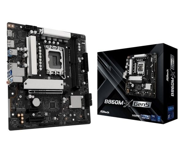 ASRock - Moderkort - LGA1851-uttag - B860 Chipuppsättning - USB 3.2 Gen 1 - inbyggda grafiken (CPU krävs) - HD-ljud (8 kanaler)