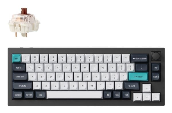 Keychron Q2 Max - Tastatur - QMK/VIA, custom mechanical, fully assembled knob, ISO layout collection - belyst - trådløs - USB-C, 2.4 GHz, Bluetooth...