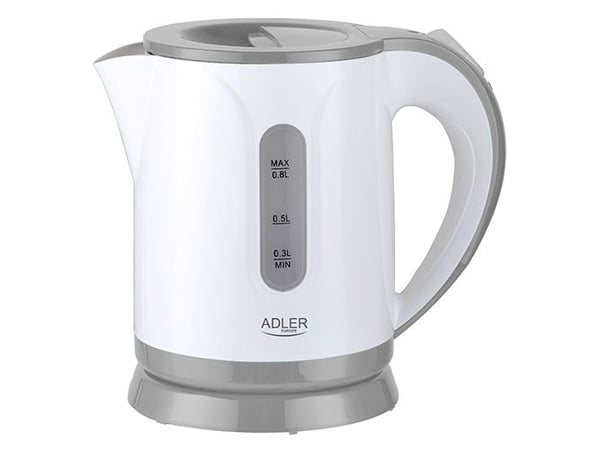 Adler AD 1371G, 0,8 l, 800 W, Vit, Grå, Plast, Vattennivå indikator, Sladdlös