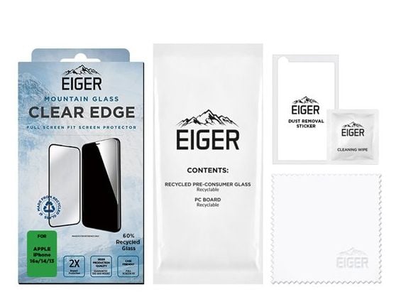 EIGER EGSP01025, Samsung, iPhone 16e / 14 / 13, Ripebestandig, Slagbestandig, Støvresistent, Gjennomsiktig, 1 stykker