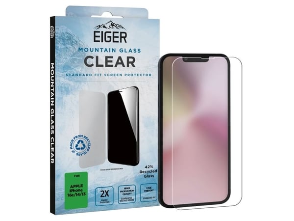 EIGER EGSP01024, Apple, iPhone 16e / 14 / 13, Ripebestandig, Sjokkresistent, Støtbestandig, Støvresistent, Gjennomsiktig, 1 stykker