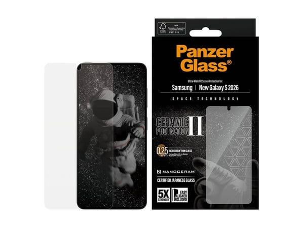 PanzerGlass ® Ceramic Screen Protector Samsung Galaxy S26 | Ultra-Wide Fit w. EasyAligner, Samsung, Samsung - Galaxy S26, Asennus kuivana, Naarmuun...