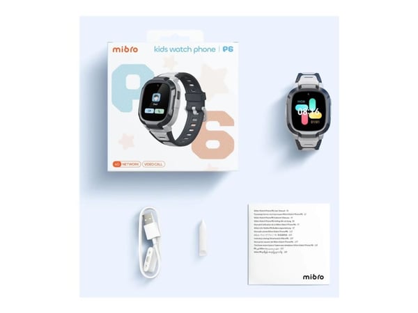 Mibro Kids P6 - Smartklokke med stropp - håndleddstørrelse: up to 248.5 mm - display 1.4" - 128 MB - Bluetooth, Wi-Fi, LTE - 4G - 2 megapiksel kame...