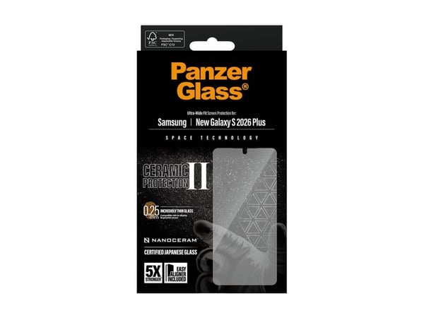 PanzerGlass ® Ceramic Screen Protector Samsung Galaxy S26+ | Ultra-Wide Fit w. EasyAligner, Samsung, Samsung - Galaxy S26+, Asennus kuivana, Naarmu...
