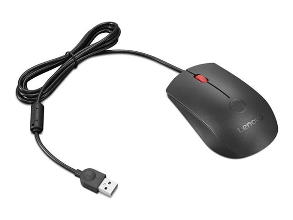 Lenovo - Mus - optisk - 3 knapper - kablet - USB - svart, rød