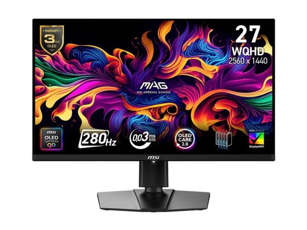 MSI MAG 271QP X28 - OLED-skjerm - gaming - 27" (26.5" synlig) - 2560 x 1440 WQHD @ 280 Hz - 1000 cd/m² - 1500000:1 - DisplayHDR 400 True Black - 0....