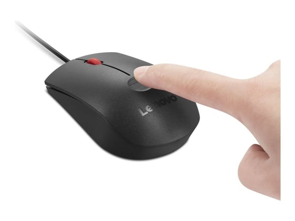 Lenovo - Mus - optisk - 3 knapper - kablet - USB - svart, rød